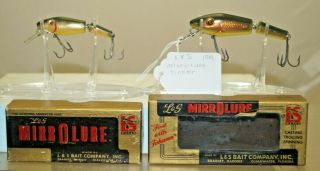 Vintage 1950s L&s Bait Co Mirrolure Wood Jointed Minnows Fishing Lures W/ Box