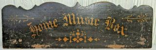 Home Music Box Organette Crank Wood Sign Part Antique 14 " X 4.  5 " Roller Organ