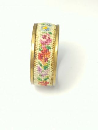 Antique Brass Ring Size 8.  5 Hand Sewn Flower Stitching