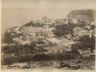 Monte Carlo Palace City Panoramic View Antique Albumen Photo Monaco