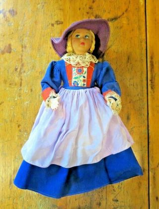 Felted & Cloth German Doll Girl Lenci Style Soft Body Painted Face Vintage 17”