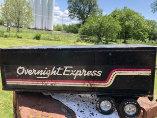 Vintage Black Nylint Pressed Steel Overnight Express Semi Trailer Made In Usa