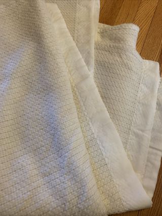 Vintage 100 Acrylic Satin Trim Thermal Blanket Ivory Northern Chatham 88”x92”