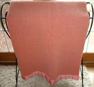 Vintage Chatham Rose Pink Wool Camp Blanket Throw 64 " X 76 " Beauty Silk Binding
