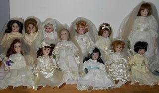 Danbury 12 Bride Dolls Porcelain Vintage Dolls