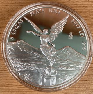 2017 Mexico 5 Onzas Silver Proof.  999 Fine Silver