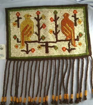 Vintage Cepelia Woven Birds Wool Wall Hanging Made In Lublin,  Poland Boho Decor