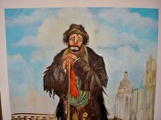 Vtg 1970 CINCINNATI RIVERFRONT Sad Clown DELTA QUEEN SIGNED LOUIS Spiegel PRINT 2
