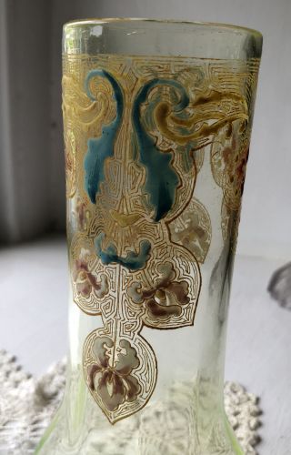 Antique Heckert or Legras Art Nouveau French Vase Enameled Glass Uranium 3