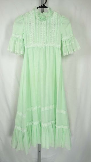 Vintage Dorissa Of Miami Girls Dress Prairie Boho Victorian Short Sleeve Size 6x