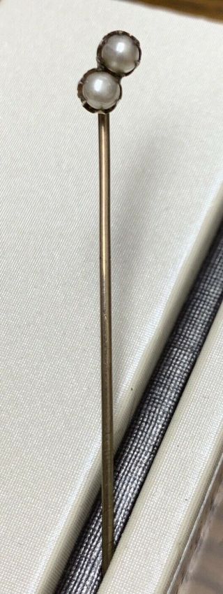 Vintage Antique 10k Gold Pearl Stick Pin 1.  20 Grams M706