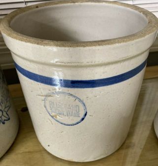 Antique Vtg Blue Band Crock Jar 1 Gallon Stoneware