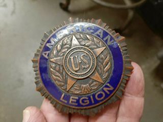 Antique American Legion Enamel & Metal Car Grille Badge Emblem 3 " All Parts