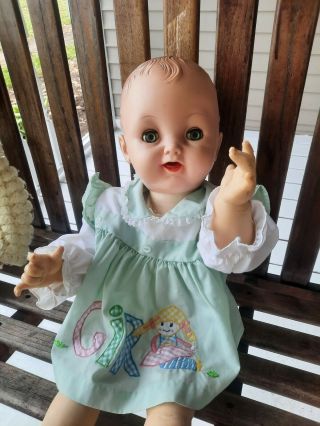 Huge 26 " Effanbee Baby Cuddle - Up Doll 1954 Magic Skin Body Crier
