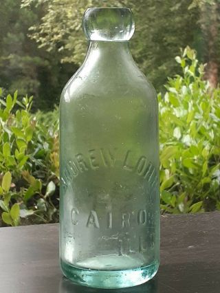 Rare Antique Andrew Lohr Cairo Ills Illinois Ill Hutch Style Soda Bottle