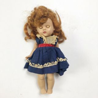 Vintage 1950s Strung Vogue Ginny Doll Navy Dress Red Hair