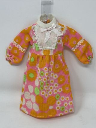 Vintage Clone Barbie Clothes Doll Mod Era Outfit Flower Power Granny Dress
