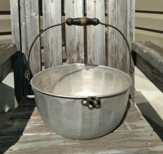 Antique Vintage Made/usa Princess Pure Aluminum Corn Cooking Pot Pan Wood Handle