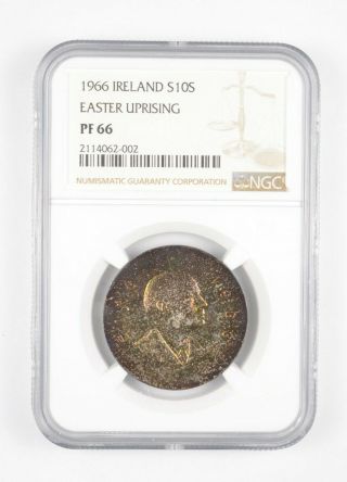 Better - Pf66 1966 Ireland 10 Scilling Silver Easter Uprising - Graded Ngc 721