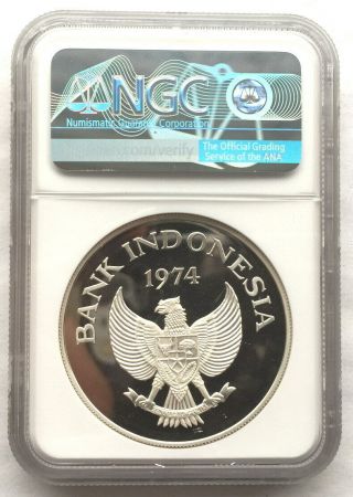 Indonesia 1974 Orangutan 5000 Rupiah NGC PF69 1oz Silver Coin,  Proof 2