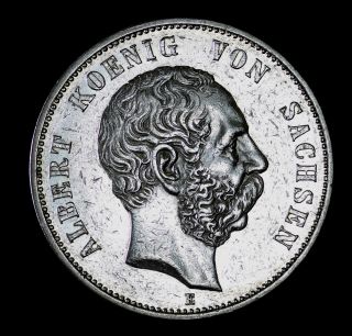 1891 E German States Saxony 5 Mark Thaler Silver Coin Almost Unc,  8200