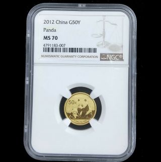 2012 Panda 1/10oz Gold Coin G50y Ngc Ms70