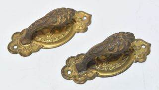 2 Matching Vintage Victorian Style Brass Curtain Drapes Tie Back Hooks