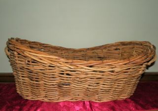 Vintage / Antique French Style Wicker Rattan Laundry Oval Basket - - Very Large Euc