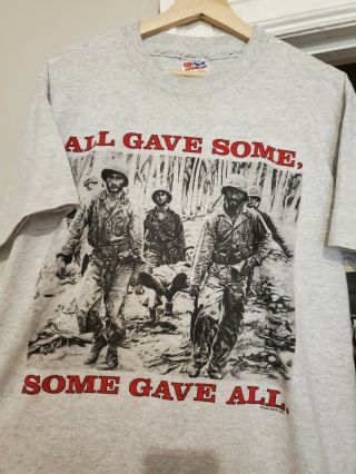 Vintage Vietnam War T - Shirt Size L Gray Red America Army Navy Soldier 2