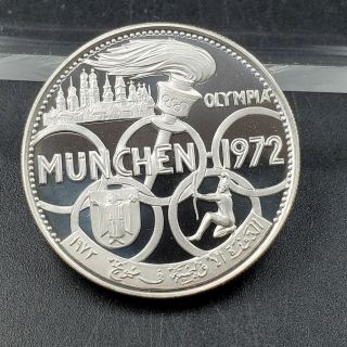 1970 Fujairah 5 Riyals Silver Gem Proof 1972 Munich Olympics Rare 1.  3k Mintage