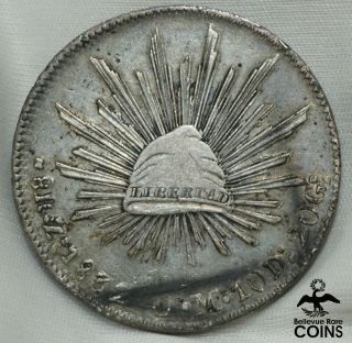 1832 Mexico Libertad 8 Reales.  903 Silver Coin Liberty Cap & Rays Km 377