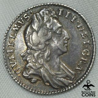 1696 England (united Kingdom) 6 Pence.  925 Silver Coin William Iii