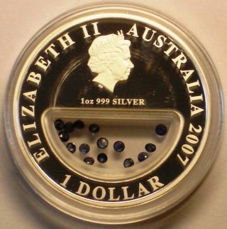 Australia 1$ Silver Proof 2007 Treasures of Australia Sapphires w/Boxes & 2