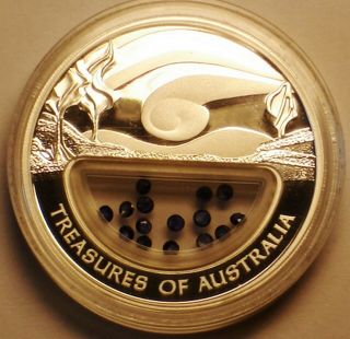 Australia 1$ Silver Proof 2007 Treasures of Australia Sapphires w/Boxes & 3