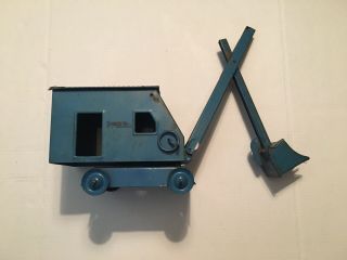 Vintage Structo Toys Blue Steam Shovel Crane Pressed Steel,  Needs Restored