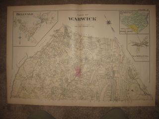 Antique 1903 Warwick Bellvale Greenwood Lake Florida Orange County York Map