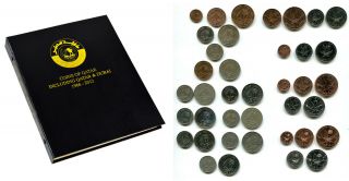 Qatar (& Dubai) 1966 - 2016 Complete Set (39) Coins In Special Album Mostly Unc