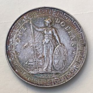 British 1901 Hong Kong Silver Trade Dollar In