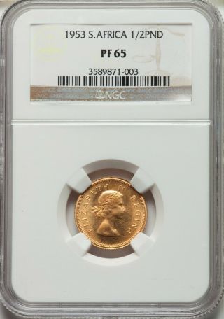 South Africa: Elizabeth Ii Gold Proof 1/2 Pound 1953 Pr65 Ngc