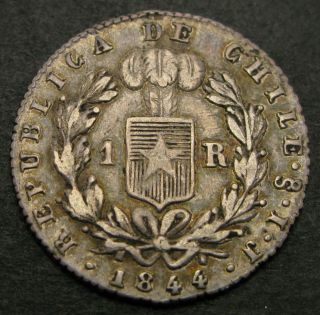 Chile 1 Real 1844so Ij - Silver - Vf - - 1451