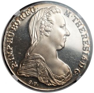 1780,  Austria.  Silver " Maria Theresa " Thaler Coin.  Proof Restrike Ngc Pf - 68 Uc