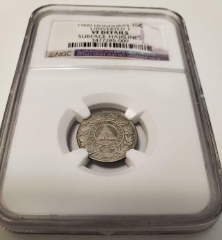 Honduras Rare 10 Centavos 1/inverted 1900 Silver