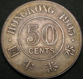 Hong Kong 50 Cents 1905 - Silver - Vf,  - 1236 ¤
