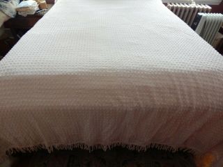 Vintage Chenille Bedspread Pink Popcorn Lightweight Full Size