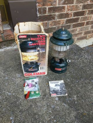 Vintage Coleman Adjustable Gas Lantern Two Mantle W Box 288a700
