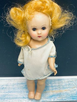 Vogue Plastic Ginny Straight Leg Walker Doll 1955 - 1965 7 1/2” Blond Hair
