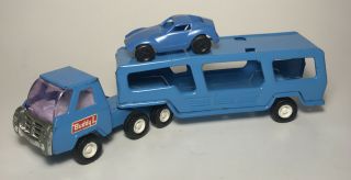 Vintage Buddy L Blue Car Carrier With Plastic Car 10.  5” -