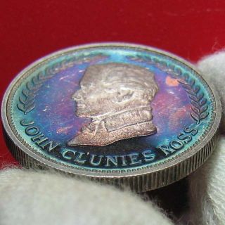 1977 Cocos Keeling Islands 10 Rupees Silver Proof Rainbow Toned Rare Mint=4,  000