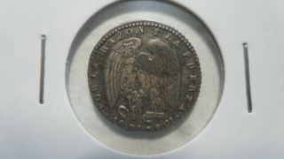 Chile Republic 1/2 Real Silver,  1845 So Ij,  Vf,