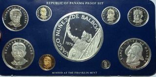 Panama 1979 9 - Piece Proof Set W/20 Balboas &,  5.  693 Ounces Silver,  Scarce